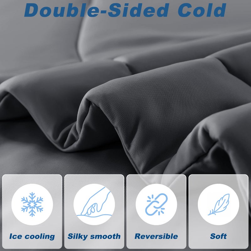 bedsmile Cooling Comforter King Size  Double-Sided Cold Tech Fabric Quilted Bed Comforters Cooling Blanket for Hot Sleepers  Breathable Lightweight Summer Bedding  All-Season Ice Blanket  Dark Gray - Image 3